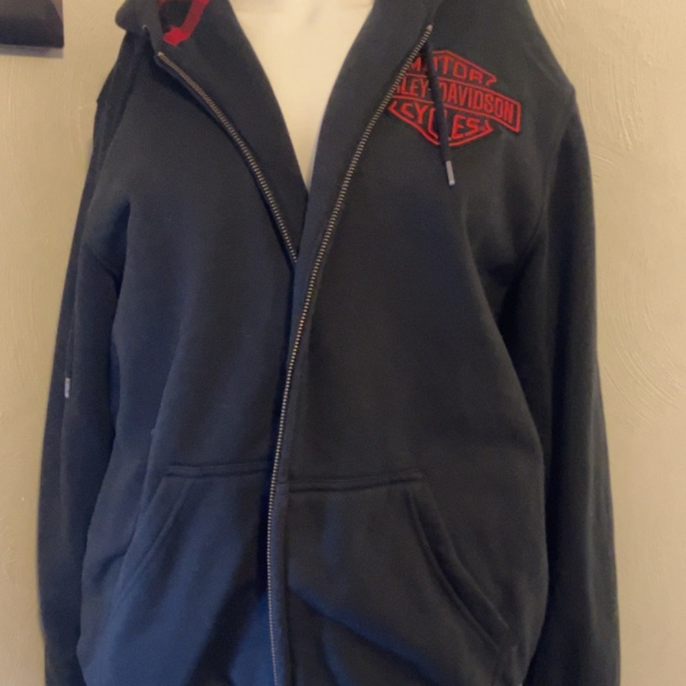 Harley-Davidson Black Zip-Up Sweatshirt with Red Logo